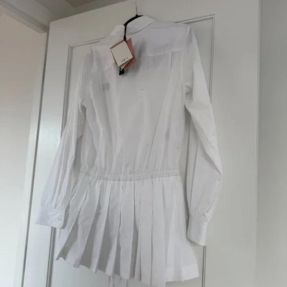 ❌SOLD❌NWT Miu Miu Shirt Dress Mini Length In White Sz 40 Long Sleeves Logo - Picture 7 of 9
